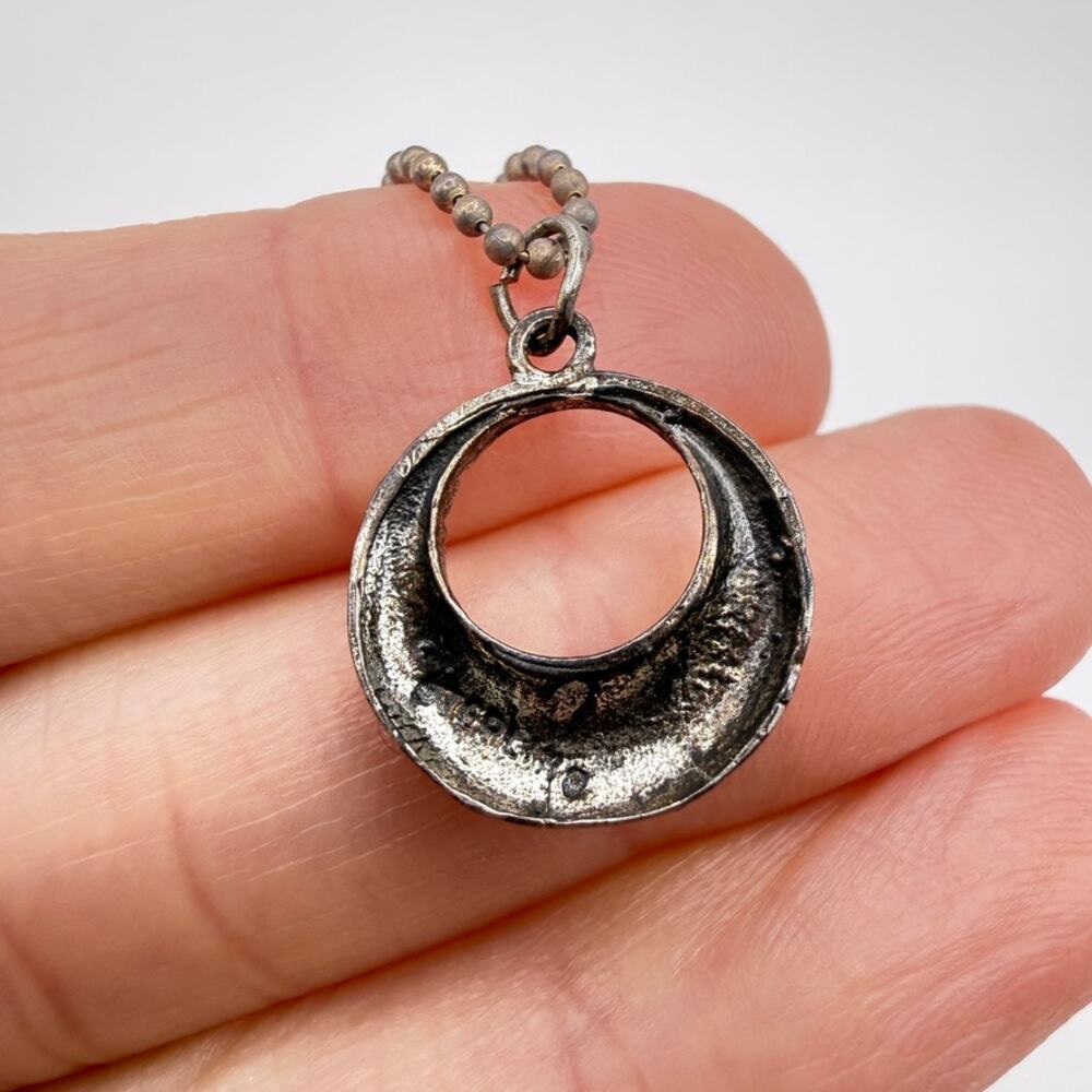 925 Sterling Silver Turquoise Native American Etched Ring Pendant Ball Chain 16" - Picture 5 of 9